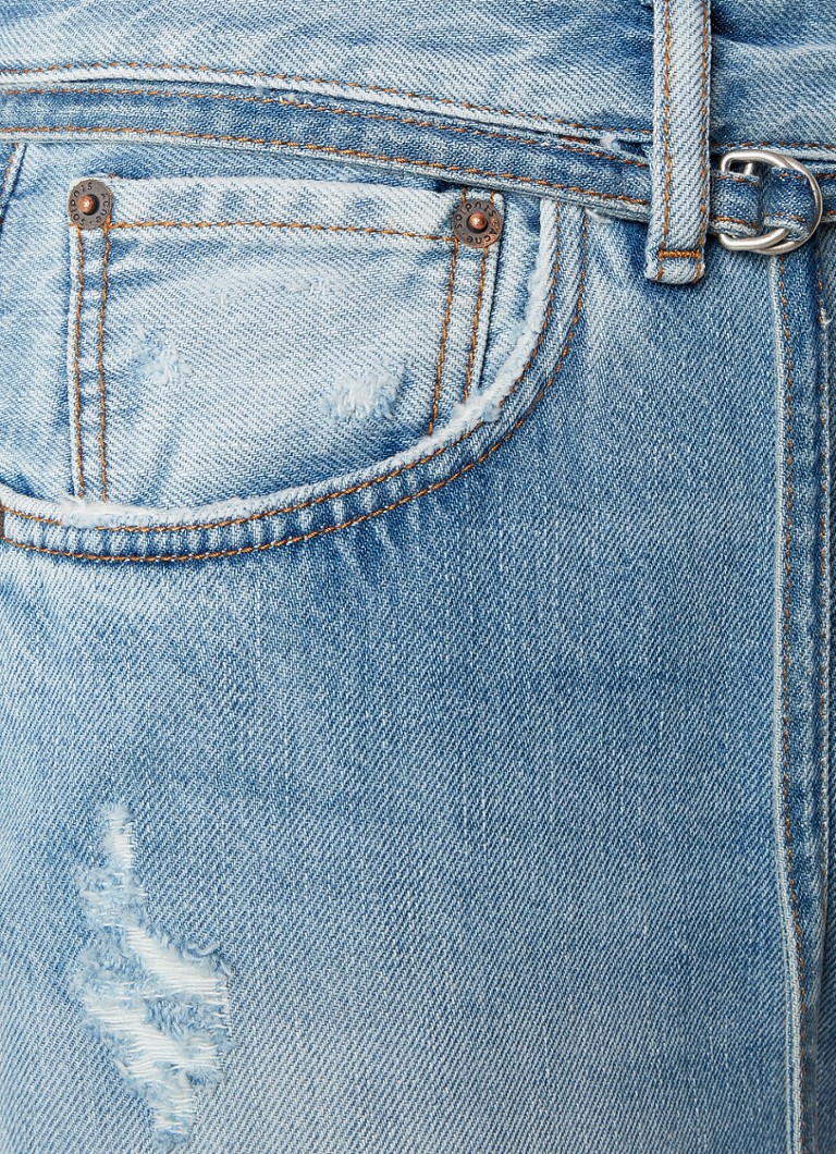 Τζιν Acne Studios με ψηλή μέση, φαρδιά εφαρμογή, ανοιχτόχρωμο τελείωμα και ζώνη