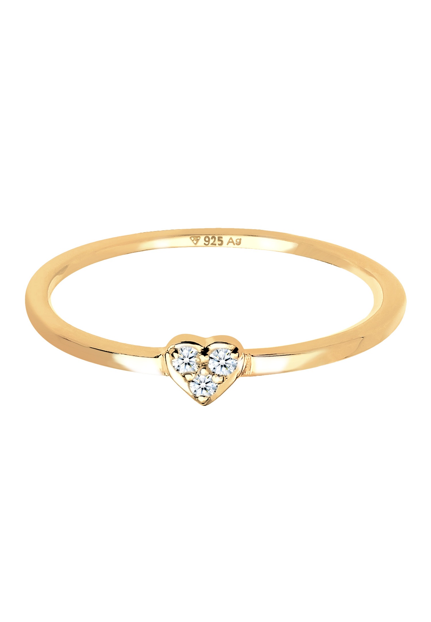 Elli DIAMONDS Damski pierścionek z symbolem serca i diamentem (0,04 ct.) w srebrze próby 925