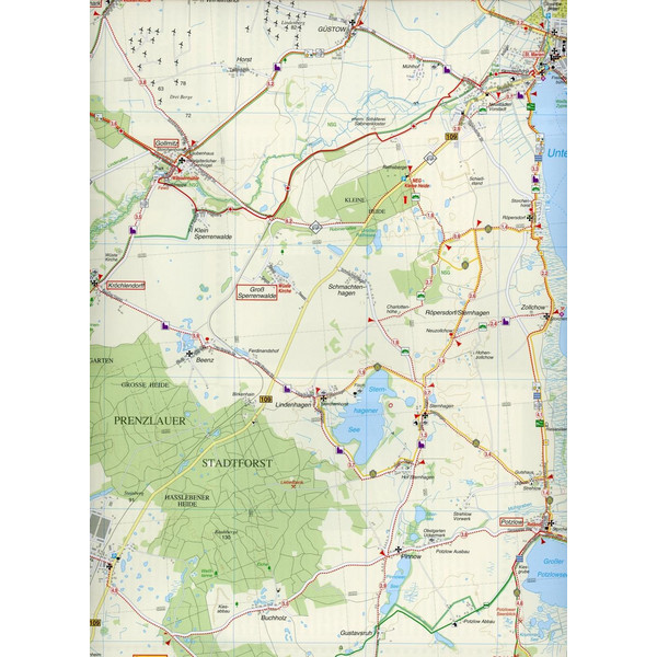 Radwander- und Wanderkarte Prenzlau, Uckerseen und Umgebung 1:50 000 - Wanderkarte