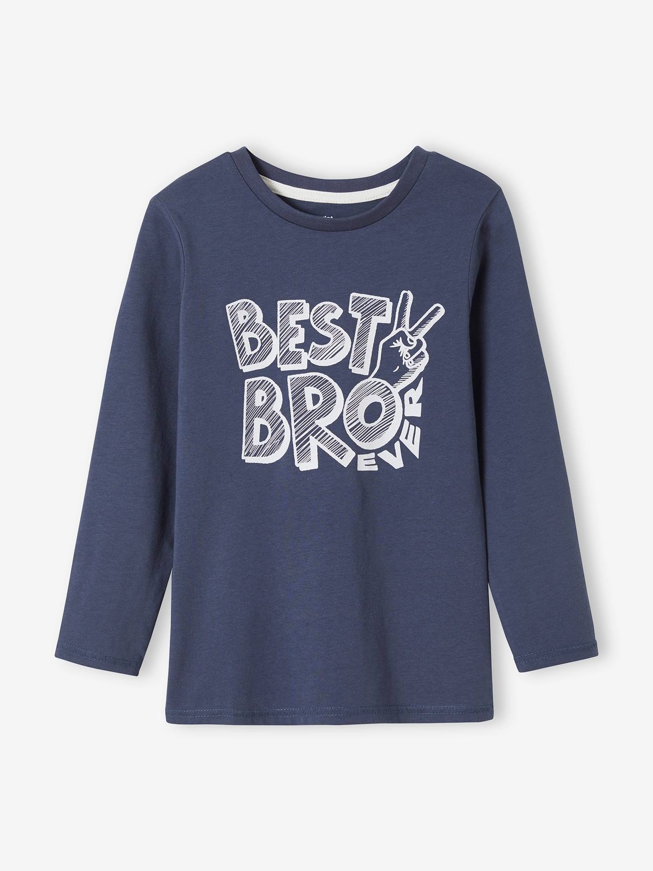 T-shirt message graphique Basics garçon bleu paon