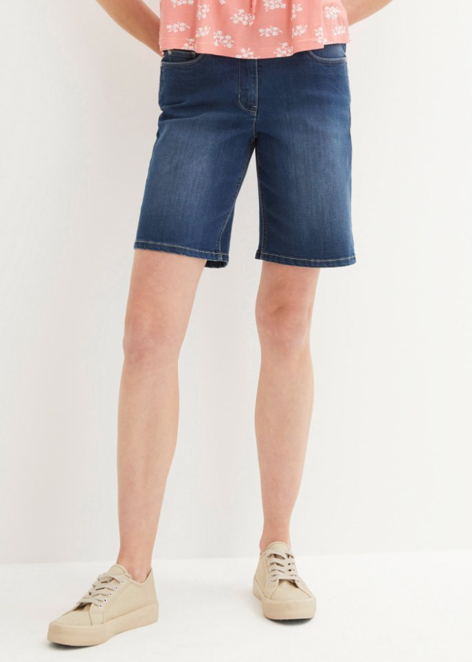 Stretch-Jeans-Bermuda mit Bequembund