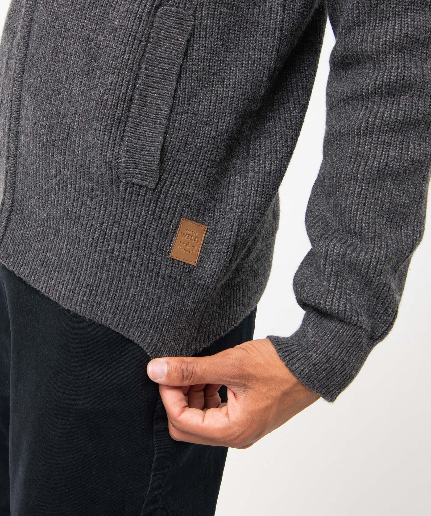 Gilet homme zippé avec col montant doublé gris fonce | GEMO