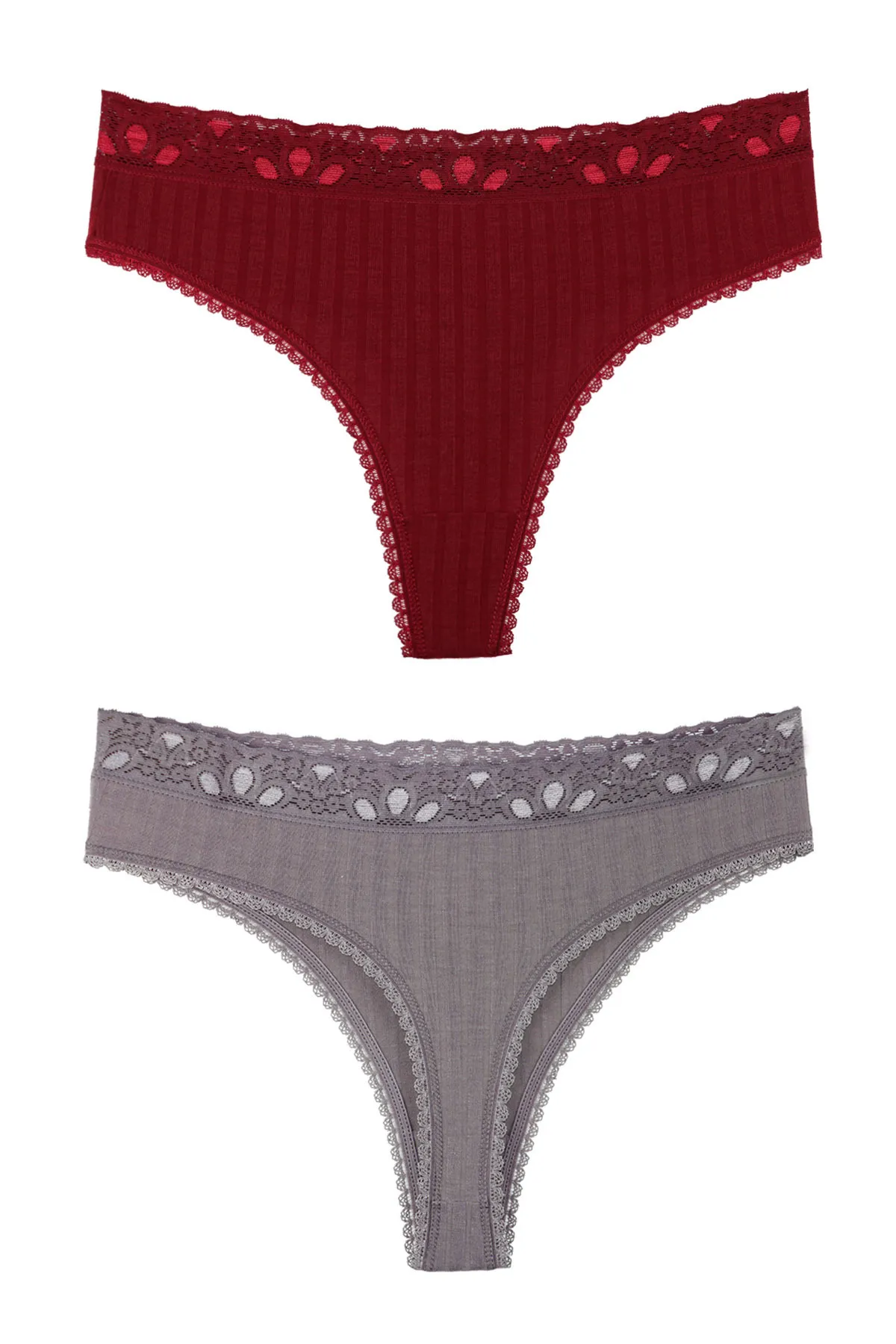 Sensu  Damen-Tangas mit gerippter Spitze und detailliertem 5er-Pack