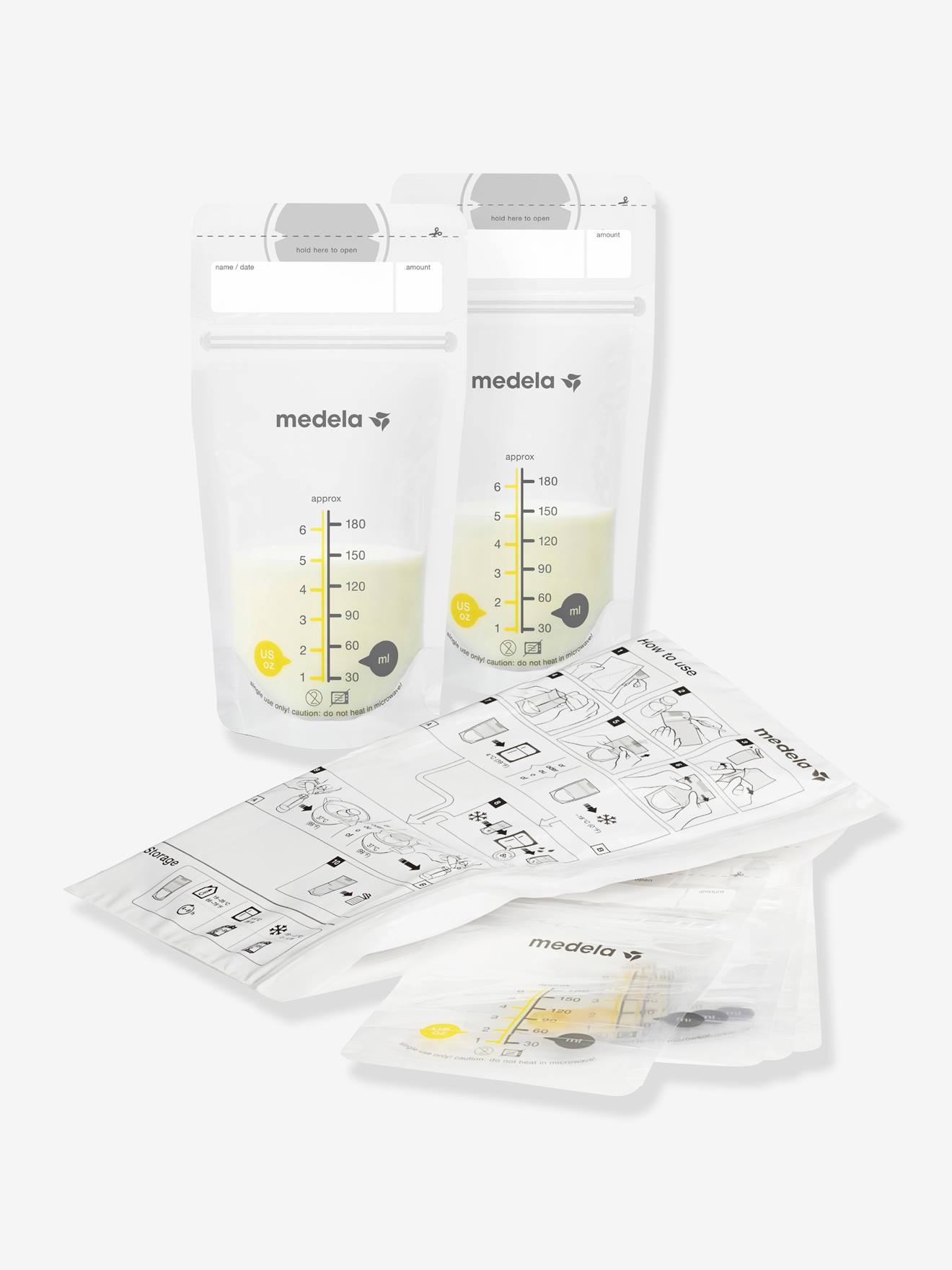 Boîte de 25 sachets de conservation pour lait maternel Pump & Save MEDELA transparent