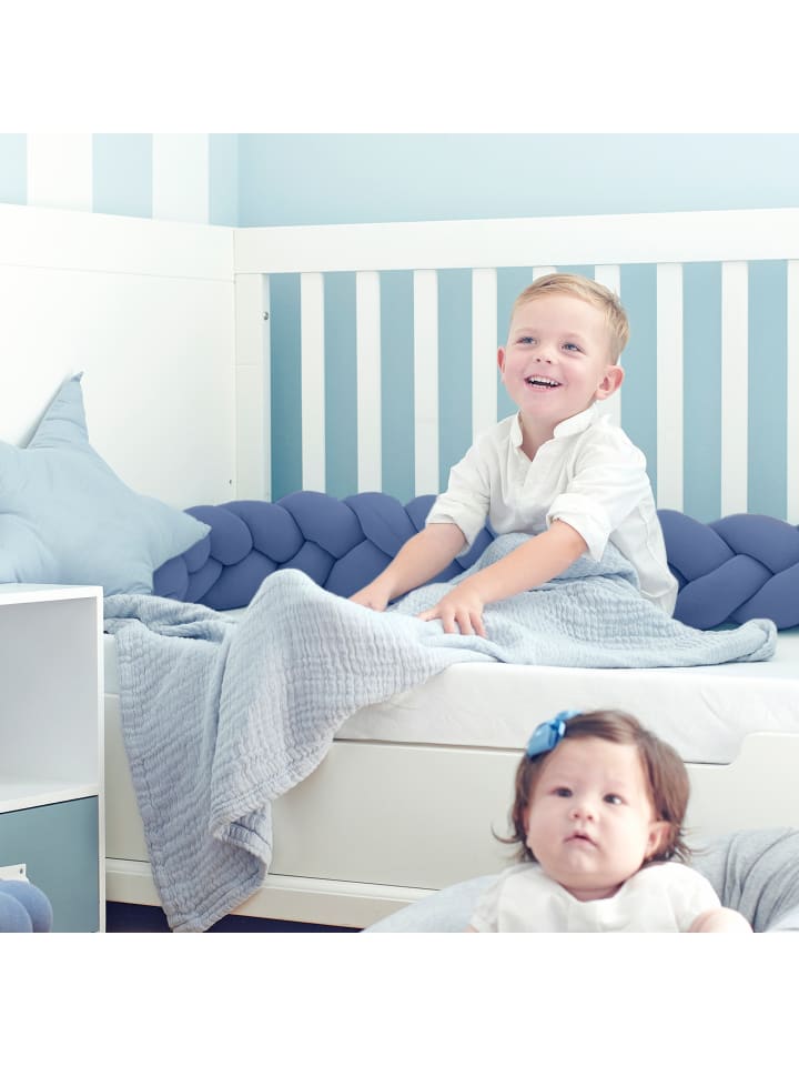 nordic coast company  Bettschlange geflochten Jersey Blau günstig kaufen onesize