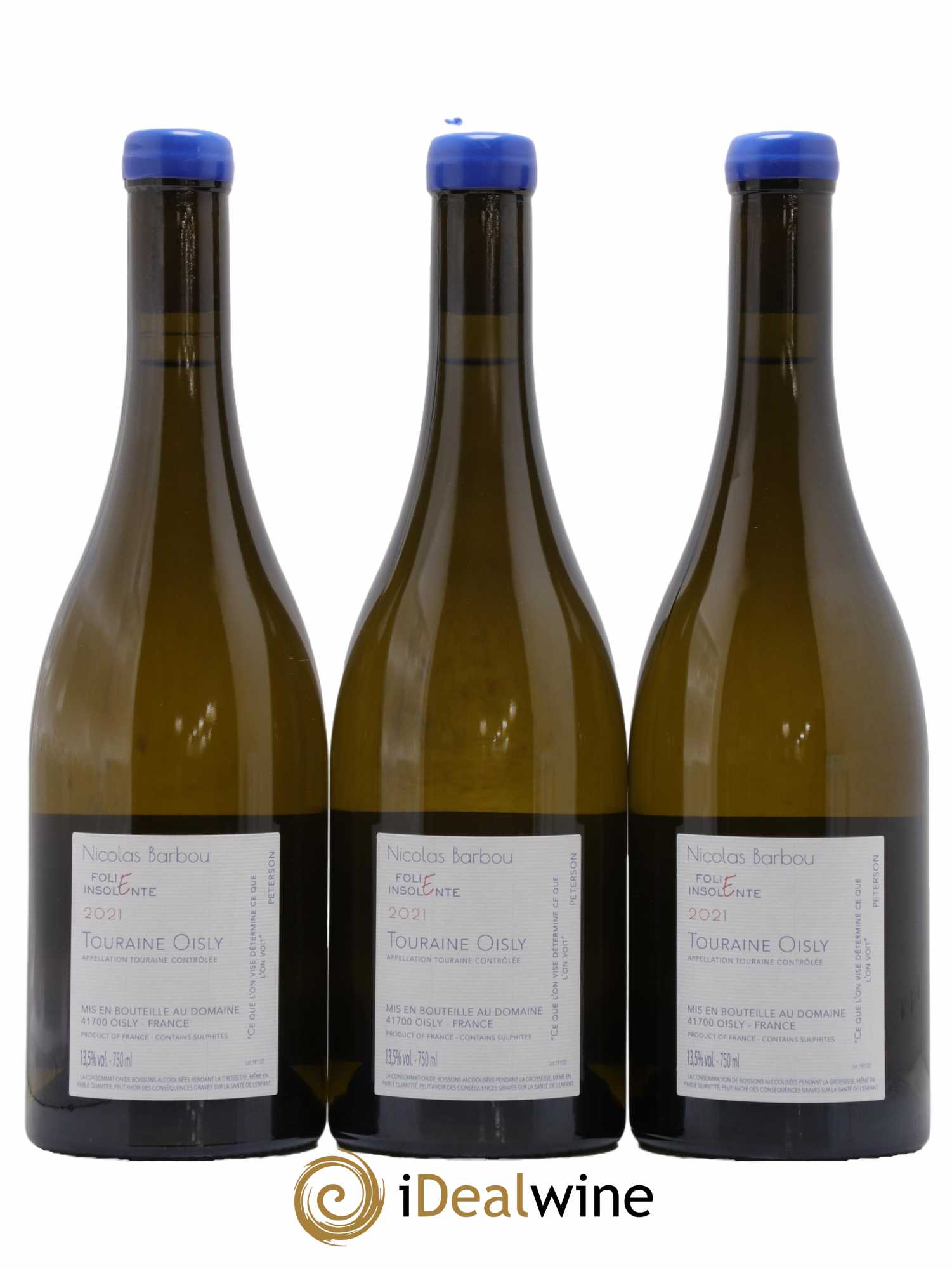 Touraine-Oisly Folie Insolente Nicolas Barbou  2021 - Lot de 3 Bouteilles