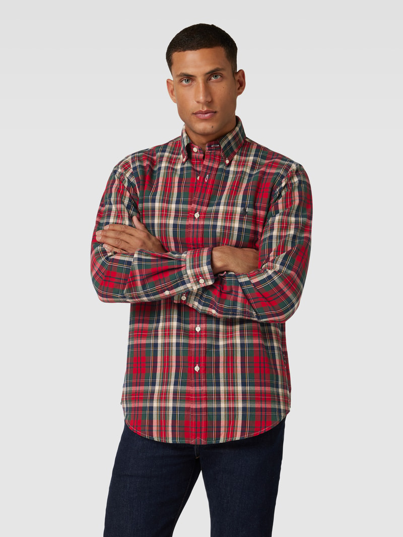 Custom Fit Freizeithemd mit Tartan-Karo in rot