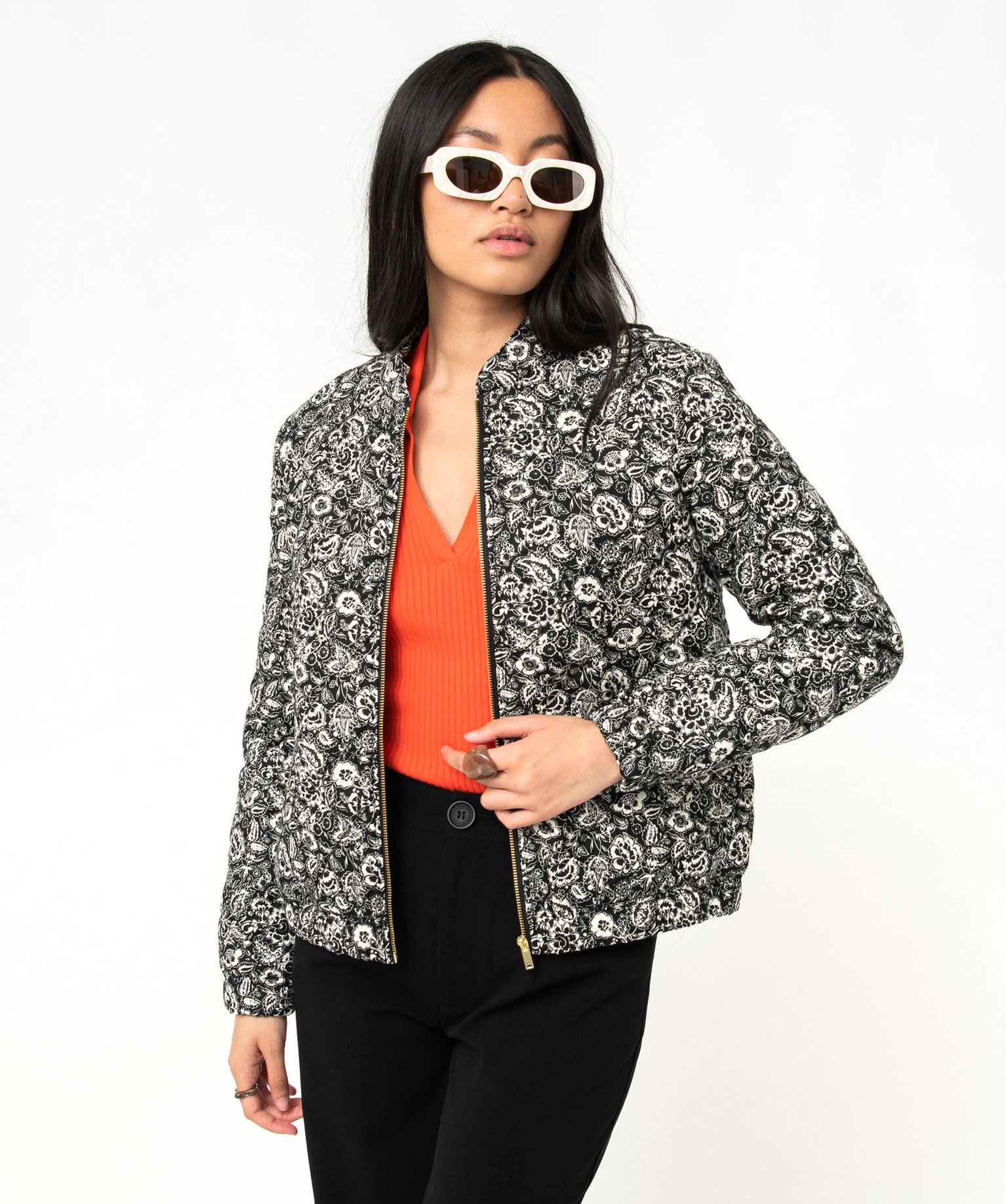 Veste femme matelassée à motifs fermeture zippée imprime | GEMO