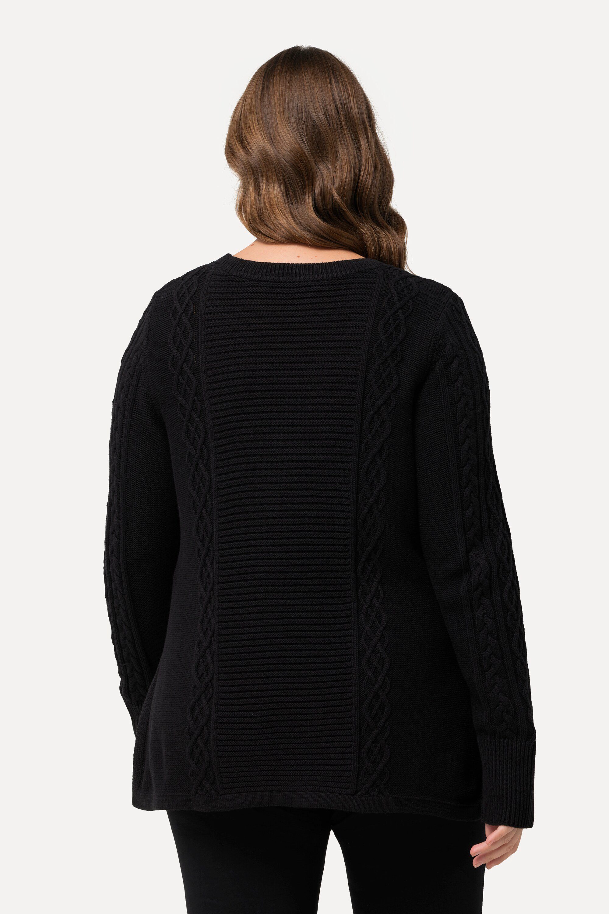 Ulla Popken Umstandspullover Bellieva-Pullover Zopfmuster Rundhals Langarm GOTS