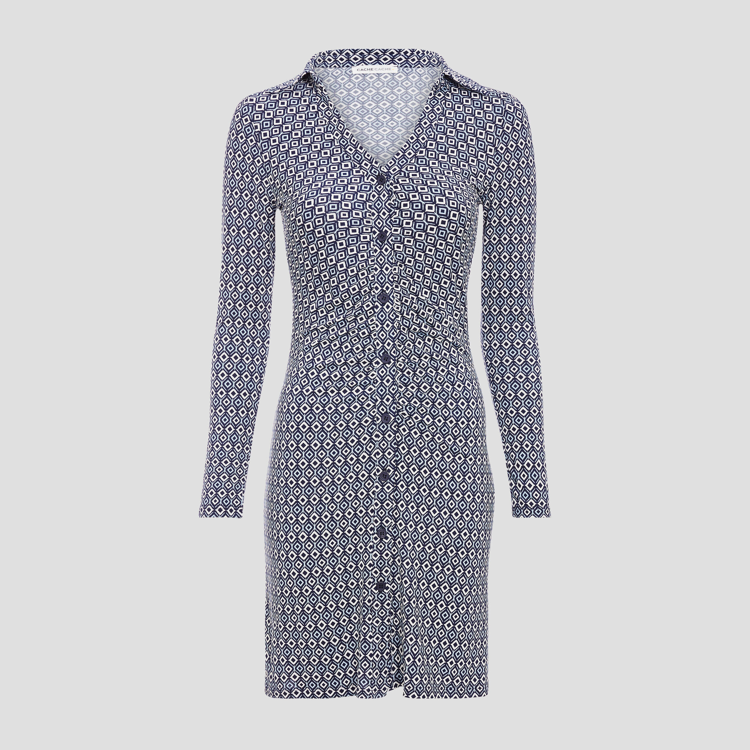 Robe chemise à manches longues bleu clair femme | Cache Cache