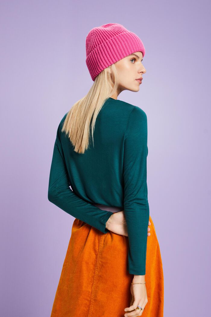 Jersey-Longsleeve mit Wasserfallausschnitt