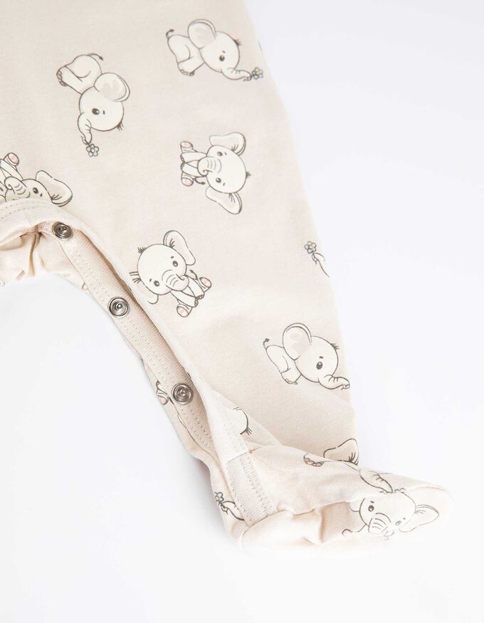 Set aus Langarmbody, Hose, T-Shirt, Strampler und Lätzchen - Allover-Print