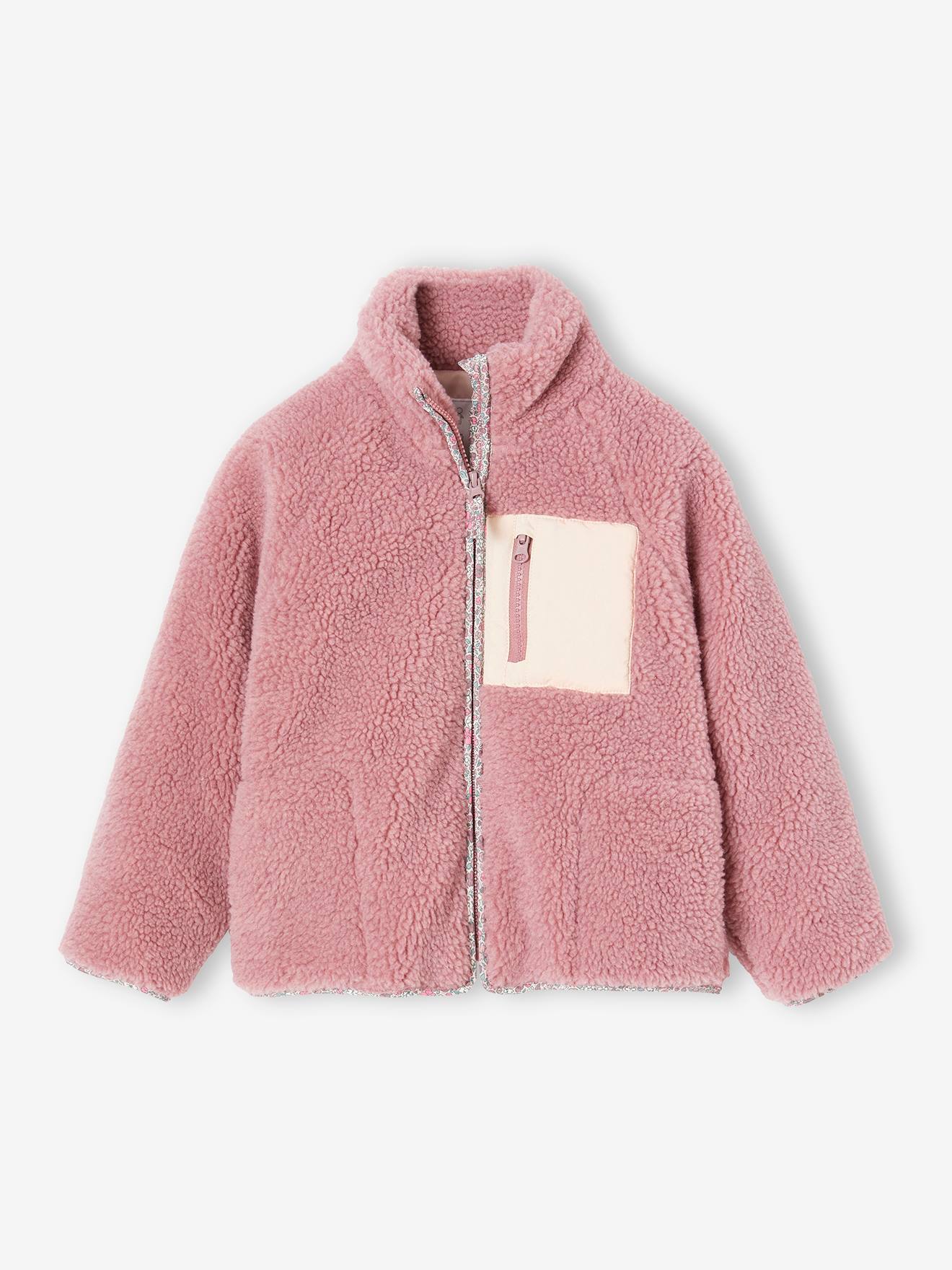 Vertbaudet Mädchen Sportjacke aus Teddyfleece - altrosa