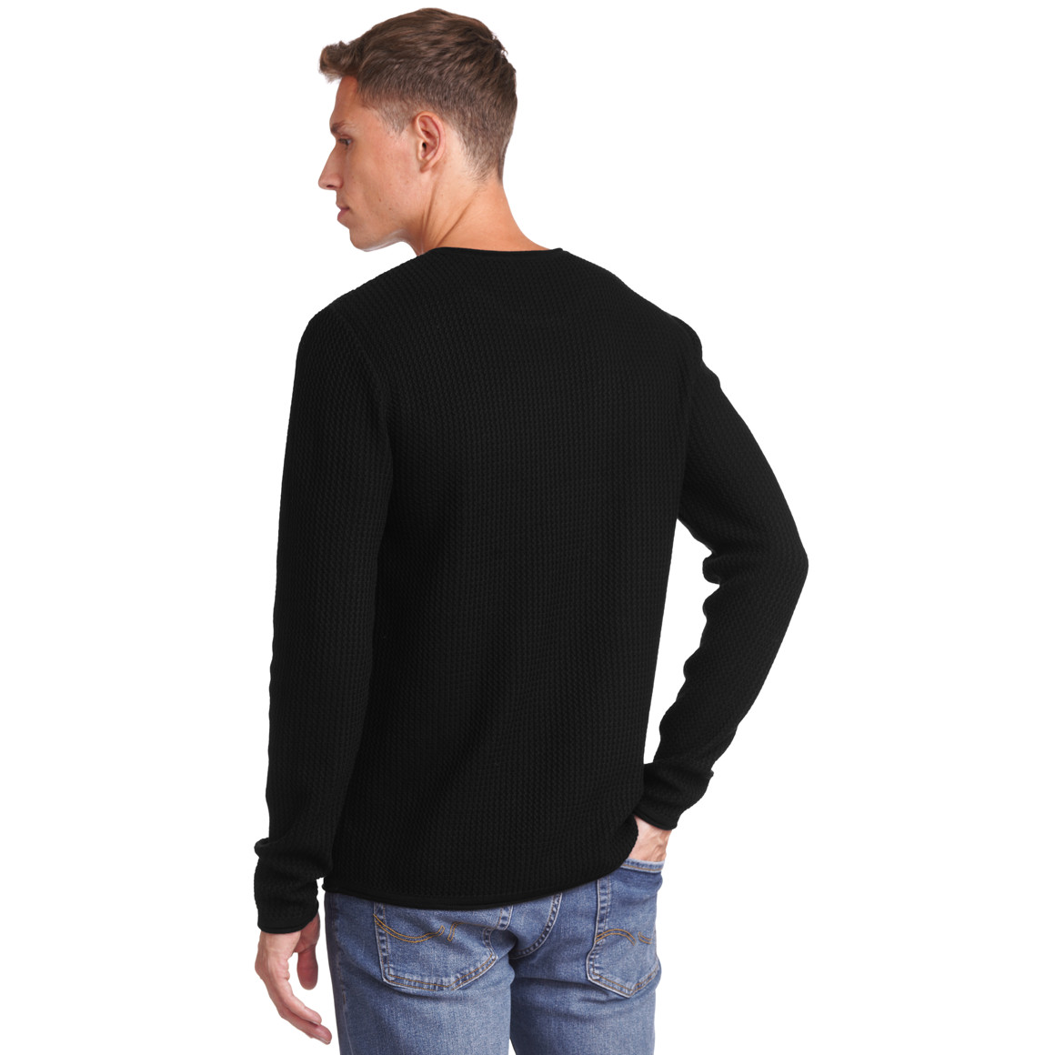 Herren Strickpullover mit Wellen-Struktur