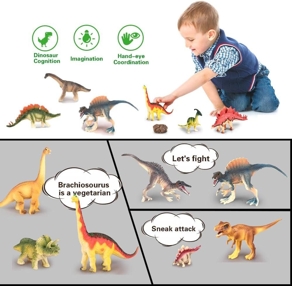 Arkmiido Pflege-Geschenktasche Dinosaurier-Spielzeugset mit Spielmatte Kinder Gastgeschenke Beutel für Kindergeburtstag Partytüten Geschenktüte Partyzubehör, 22-tlg., Realistische Dinosaurierfiguren für Kinder