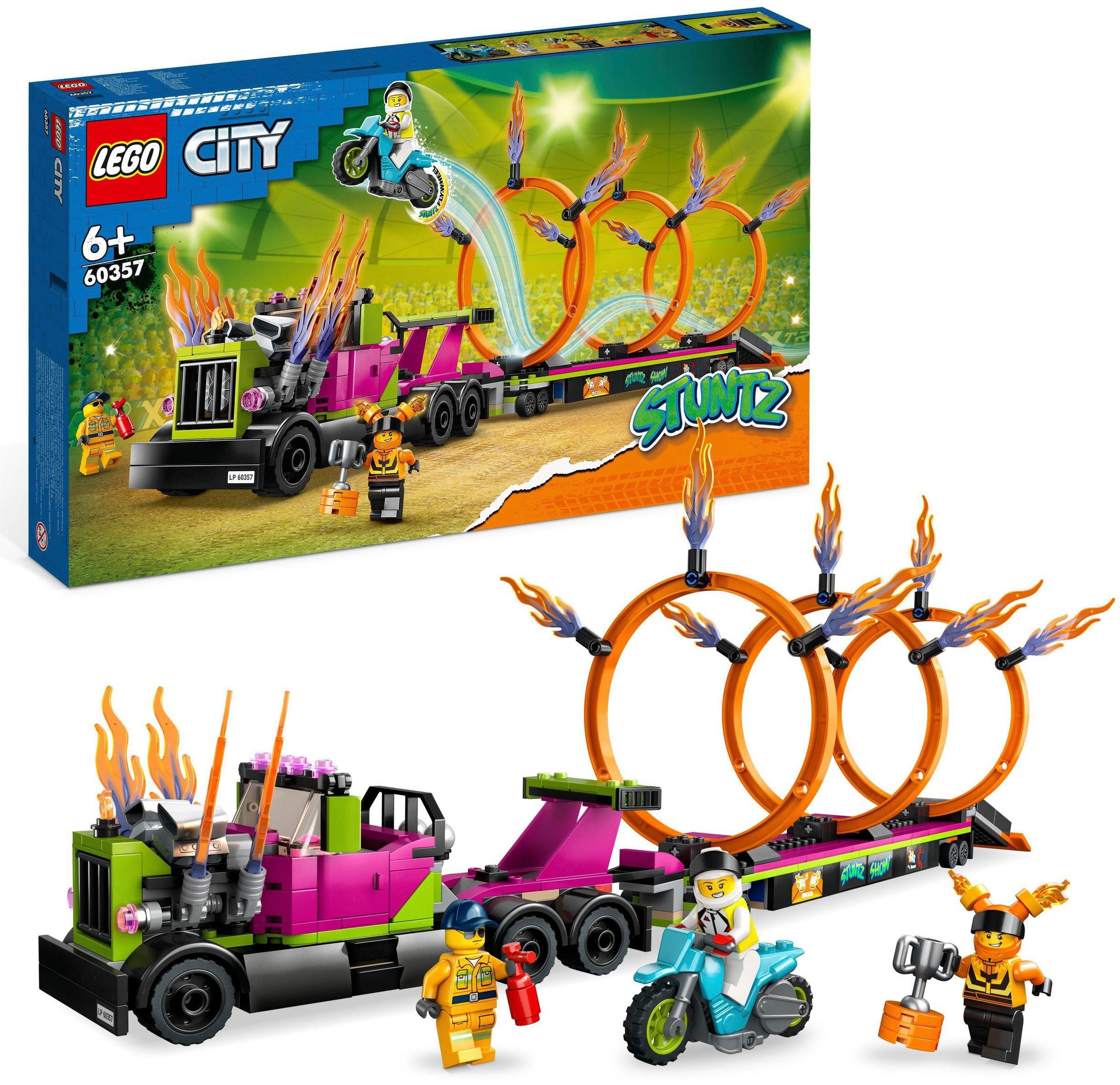 LEGO® Konstruktionsspielsteine Stunttruck mit Feuerreifen-Challenge (60357), LEGO® City Stuntz, (479 St)