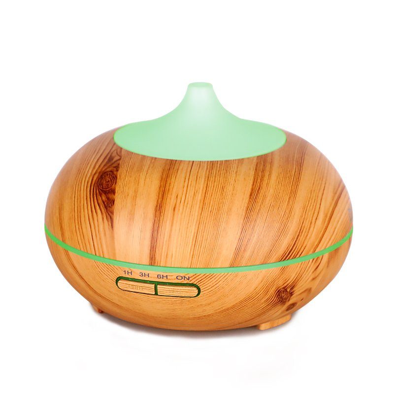 Hyrican Luftbefeuchter Aroma Ultraschall Luftbefeuchter/Diffuser, 0,3 l Wassertank, 300ml antibakterieller Wassertank, 7 Farben-LED-Beleuchtung, Holzoptik
