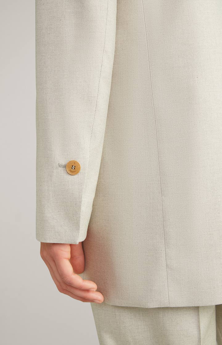 Jersey-Long-Blazer in Hellbeige meliert