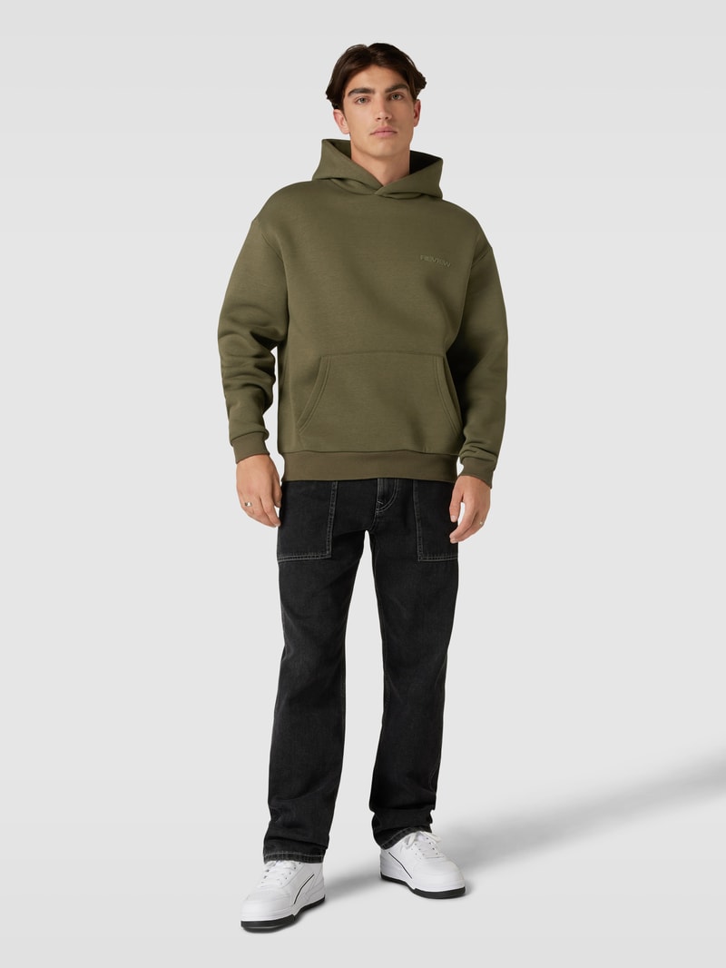 Hoodie mit Label-Print in khaki