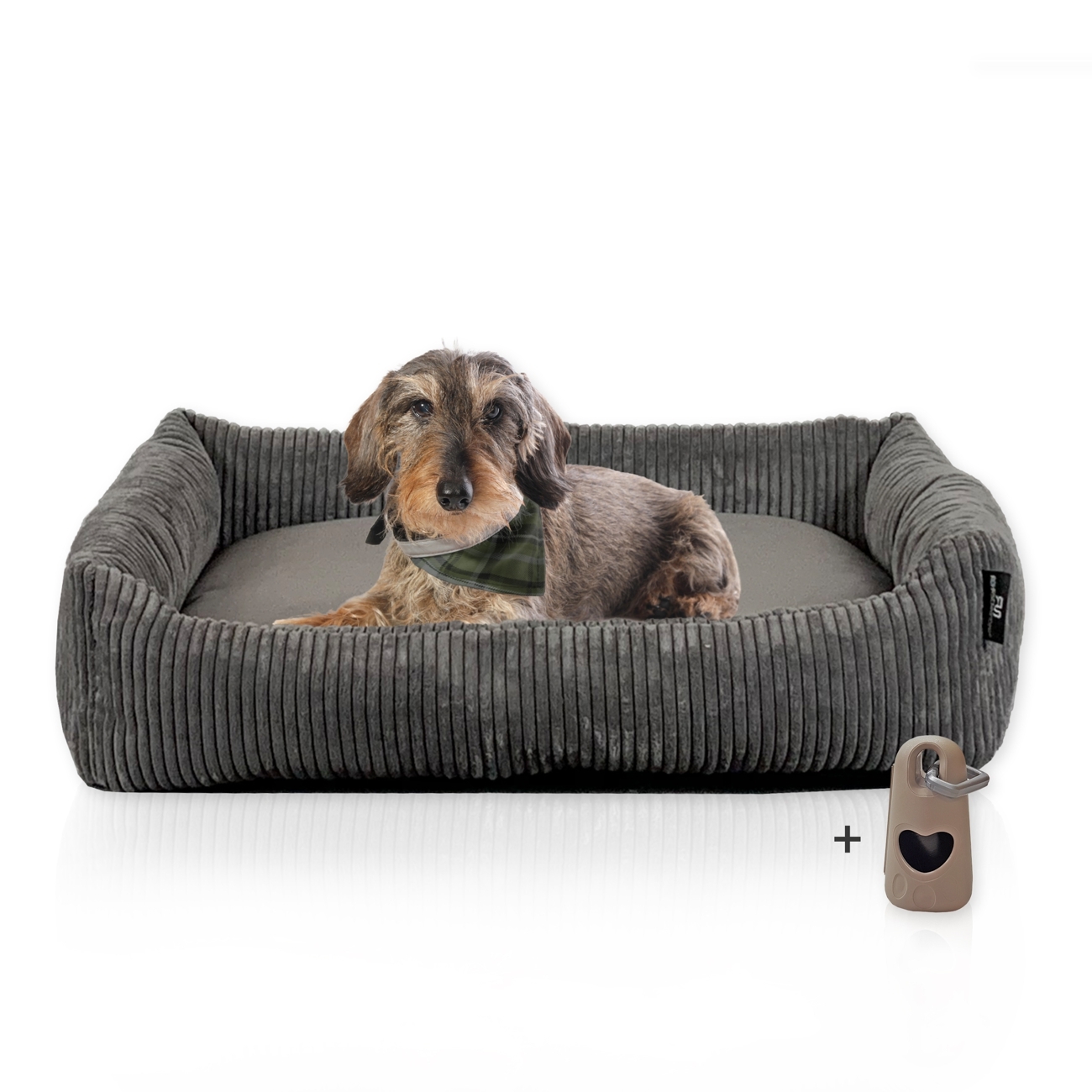 Rohrschneider Hundebetten Rohrschneider Hundebett mit Gratis-Beigabe, waschbar, robuster Breit-Cordstoff grau