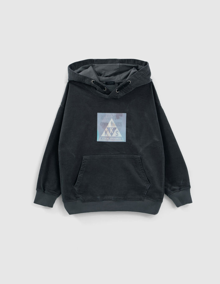 Sweat gris velours milleraies visuel lenticulaire garçon