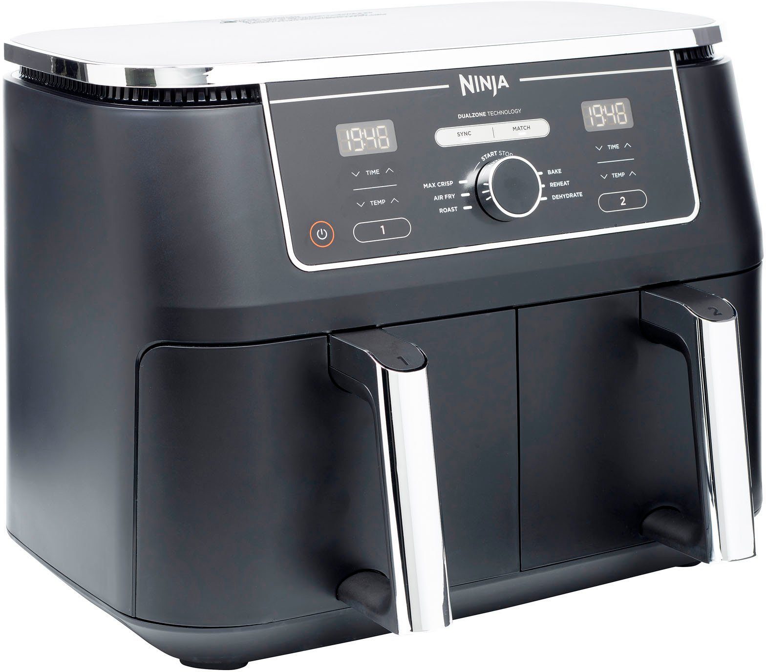NINJA Heißluftfritteuse Foodi AF400EU Dual Zone Airfryer, 2470 W, Kapazität je 1,4 kg, incl. 2 Crisper Gittereinsätze