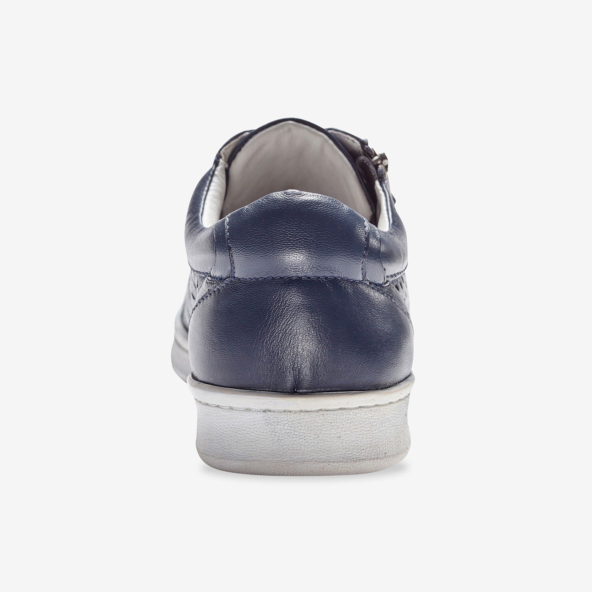 Tennis zippée en cuir perforé