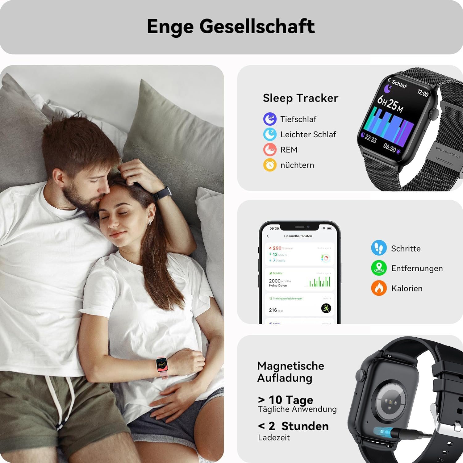 Mutoy Smartwatch,Fitness Tracker Uhr für Damen Herren mit Anruffunktion Smartwatch Gesundheits-Uhren mit Herzfrequenz,Blutsauerstoff, Blutdruckmessung, Schlafüberwachung, Schrittzähler, AI Sprachassistent, Musiksteuerung und SNS-Benachrichtigung, IP6