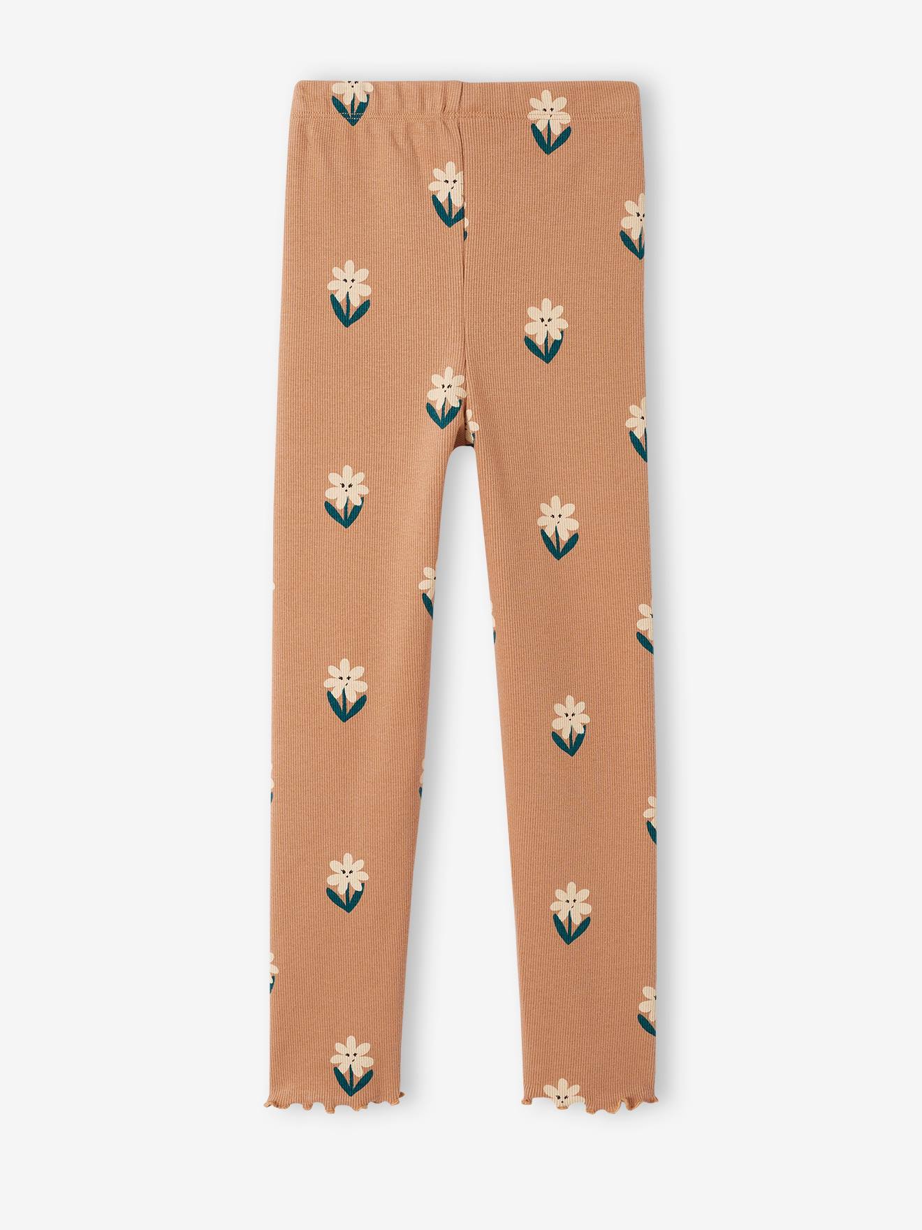 Legging imprimé en maille côtelée fille marine