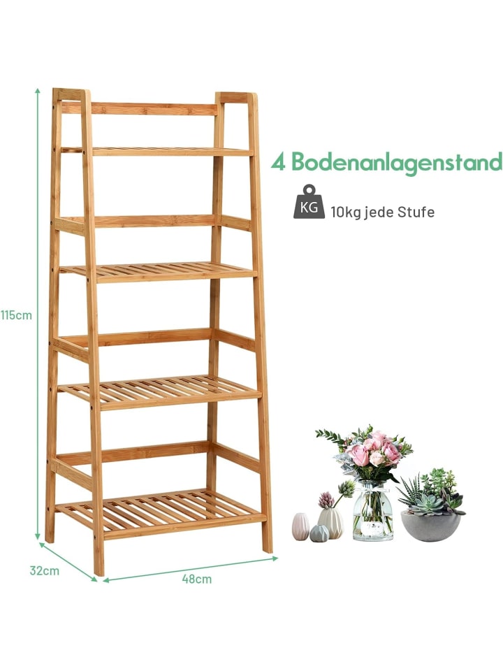 COSTWAY 4 Etagen Pflanzenregal 48x32x115cm in Hellbraun günstig kaufen onesize