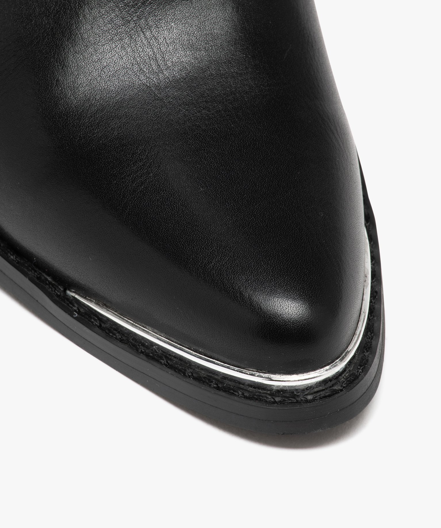Boots femme unies à talon haut carré et bout pointu à lis... noir | GEMO