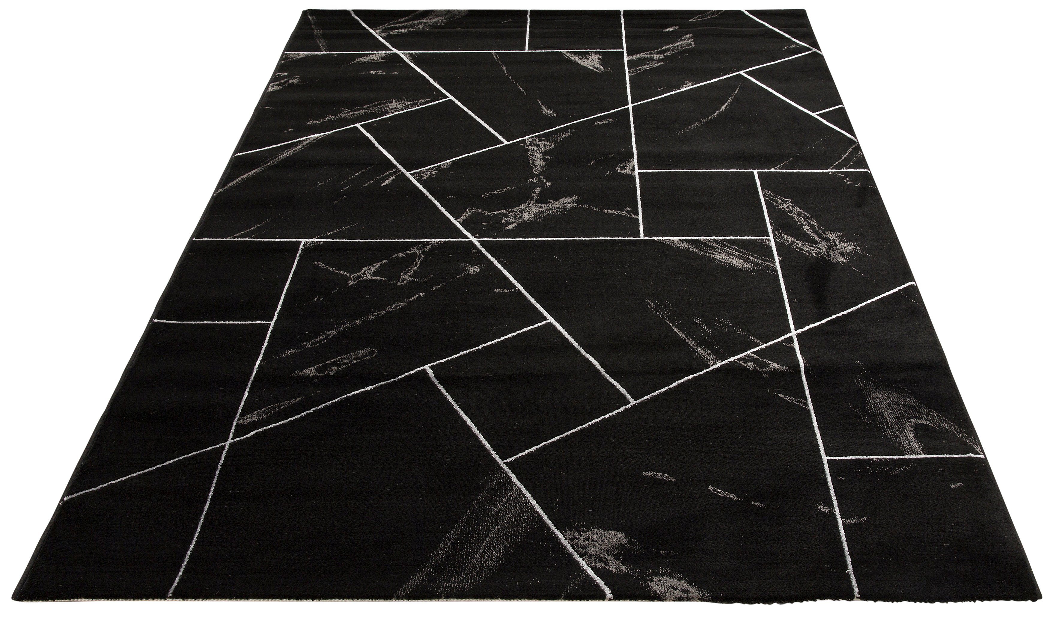 Teppich Lerina, Leonique, rechteckig, Höhe: 12 mm, Marmor-Design, geometrisches Muster, Hoch-Tief-Effekt, Kurzflor