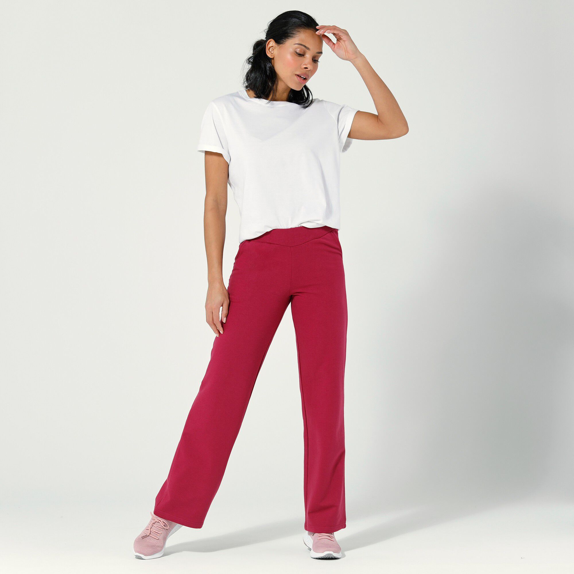 Pantalon coupe large molleton taille élastiquée