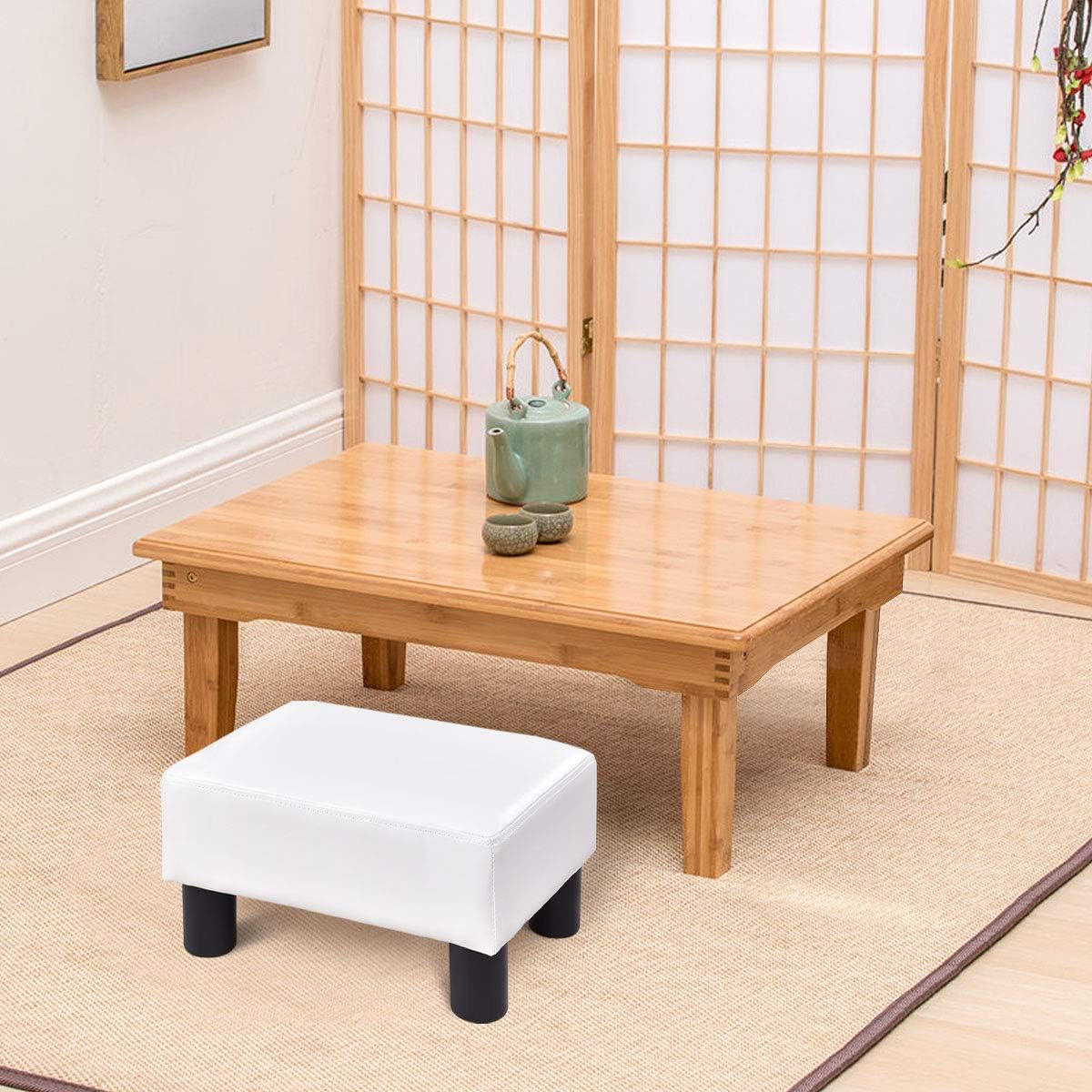 Costway COSTWAYKleiner Fußhocker, Hocker aus Kunstleder