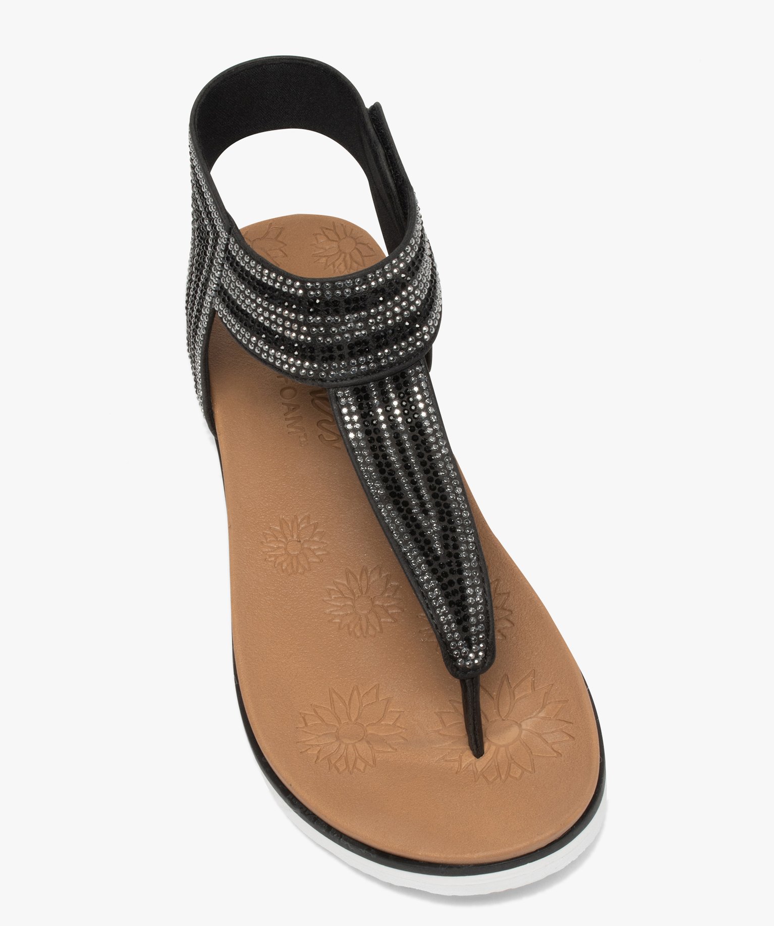 Sandales femme à entre-doigts et à strass - Skechers noir | GEMO