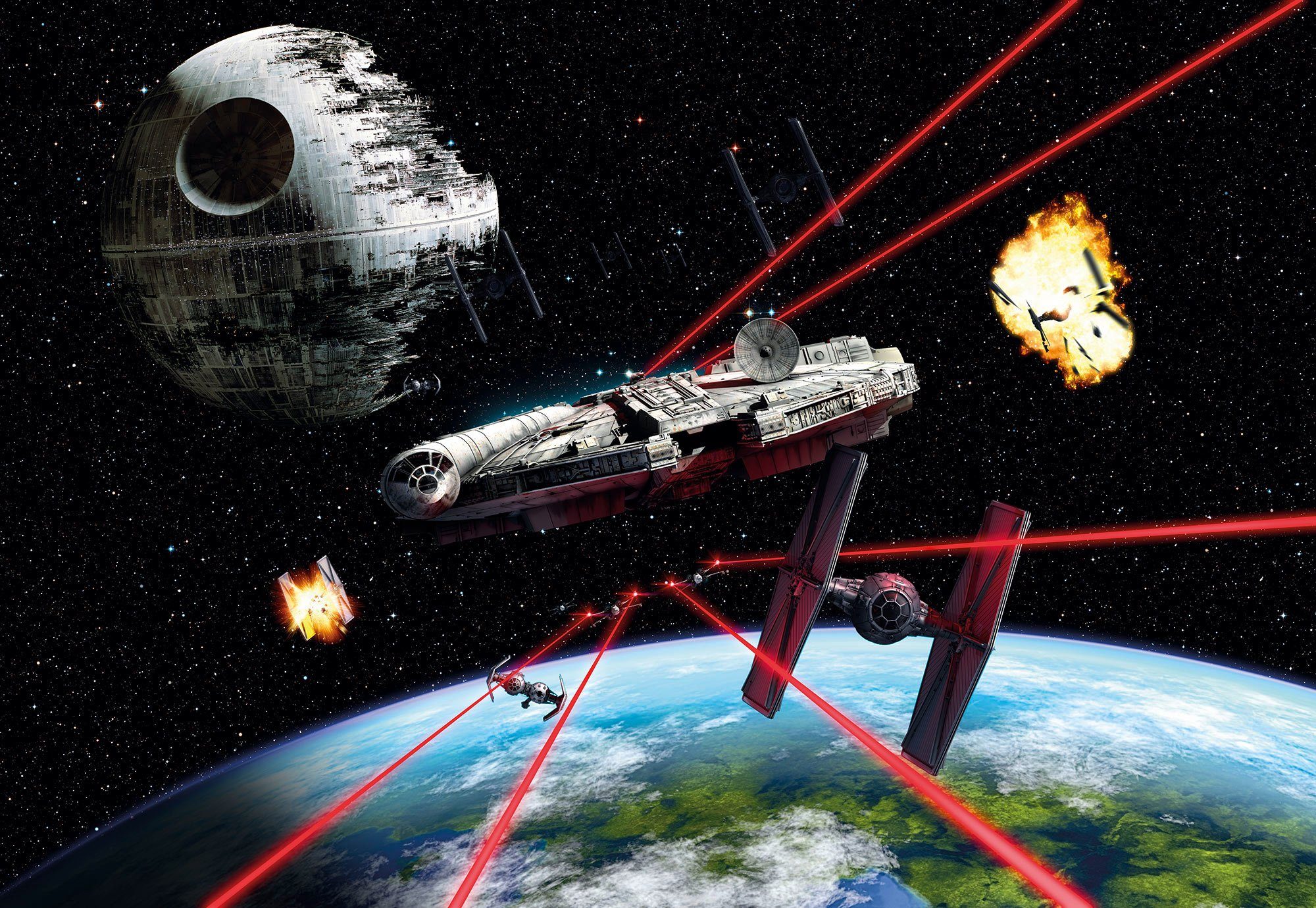 Komar Fototapete Star Wars Millennium Falcon, (1 St), 368x254 cm (Breite x Höhe)