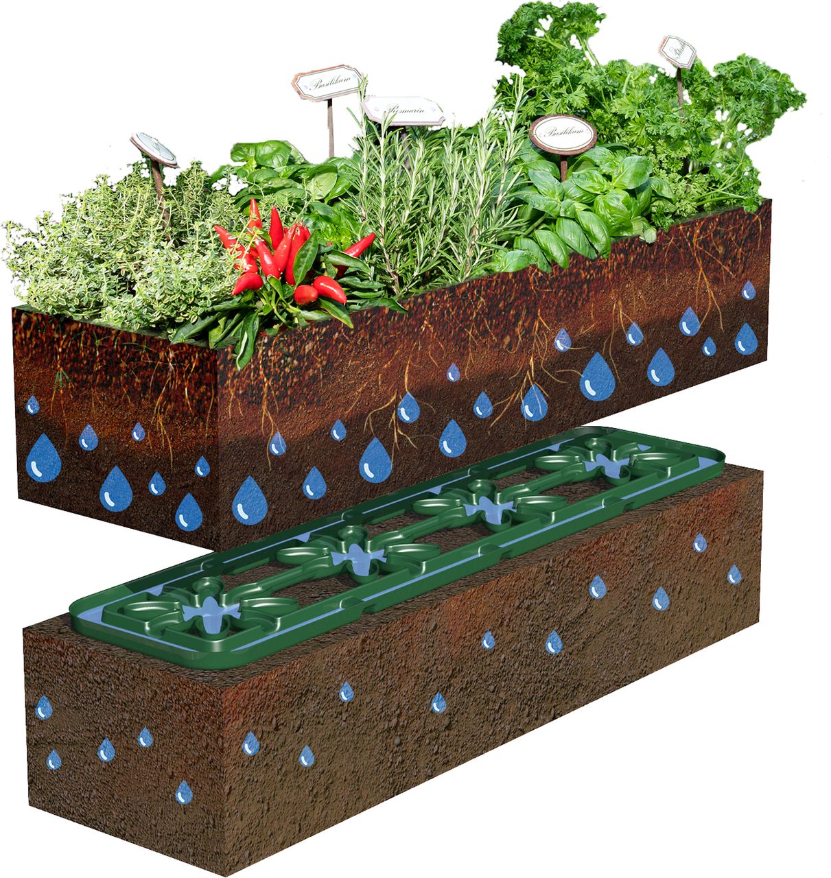 Garantia ERGO QUADRO L 75 Hochbeet Stone inkl. Wassersparsystem