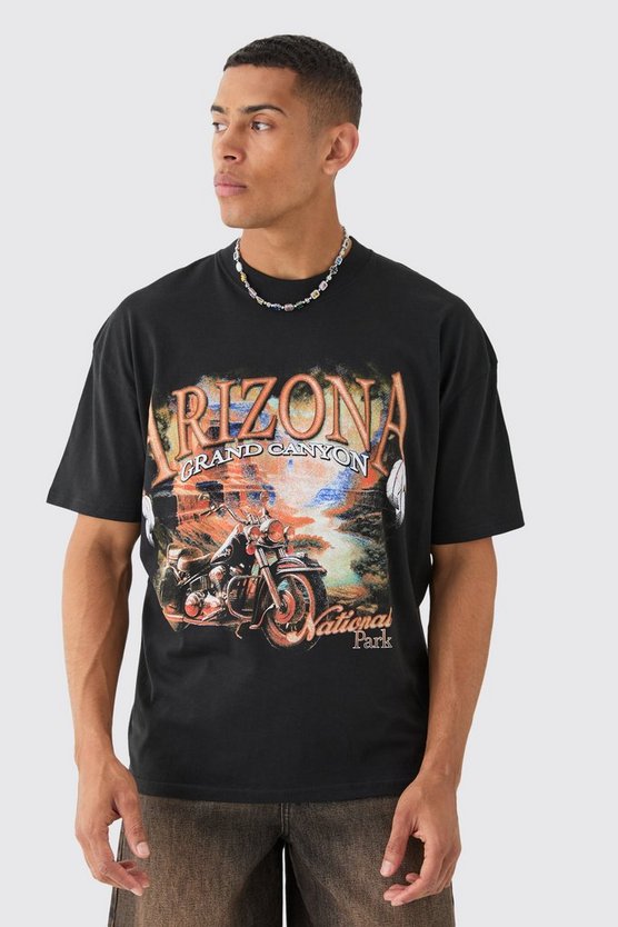 Oversize T-Shirt mit Arizona Moto-Print