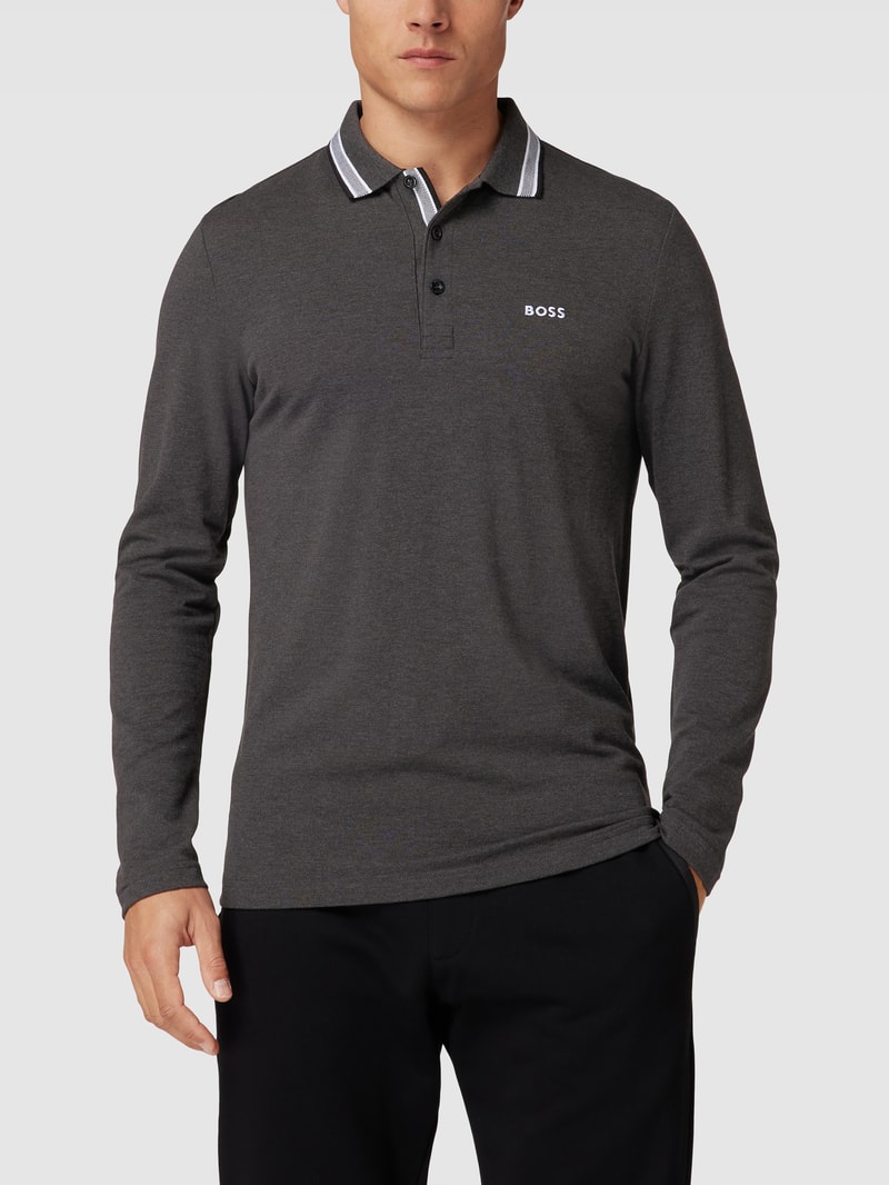 Poloshirt mit langen Ärmeln Modell 'PLISY' in anthrazit