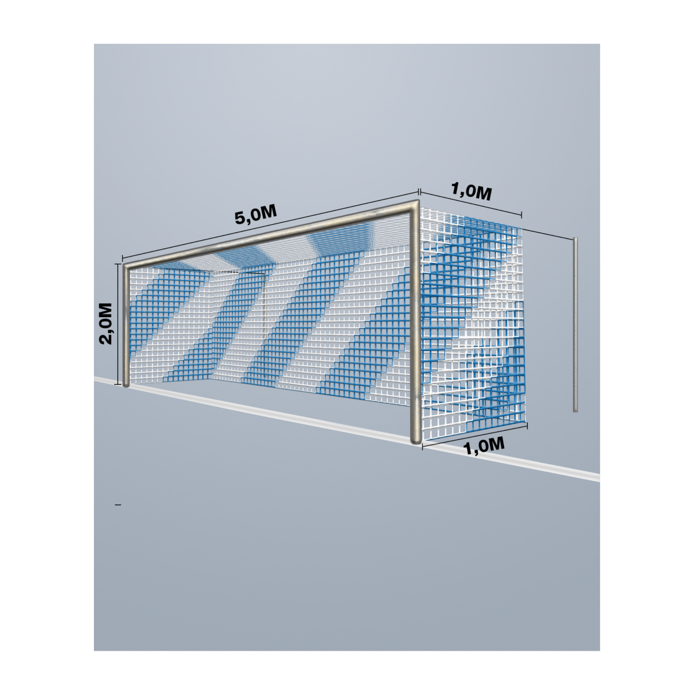 Cawila Tornetz 5,15x2,05m | Tiefe 1,0x1,0m | Maschenweite 12cm | Stärke 4mm | blau/weiß