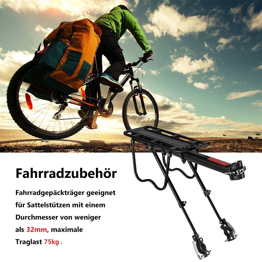 ROCKBROS Fahrrad-Gepäckträger Rack-HJ1008-1 (Aluminiumlegierung Gepäckträger, Mit Schutzblech, 1St. für 110 lbs bis 165 lbs), Mit Rücklicht
