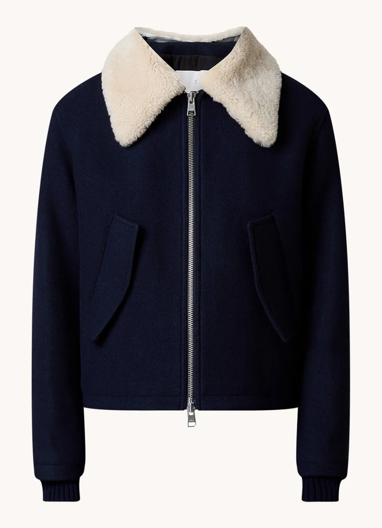 AMI Paris jacket with teddy lining and side pockets
