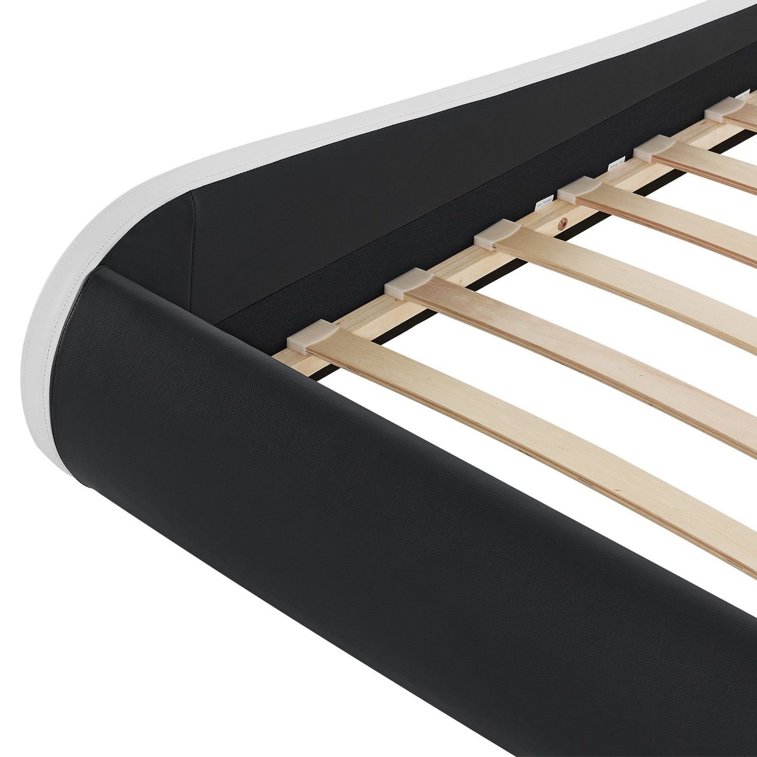 Juskys Polsterbett Valencia, 140 x 200 cm, Doppelbett mit Lattenrost, LED-Beleuchtung und Fernbedienung