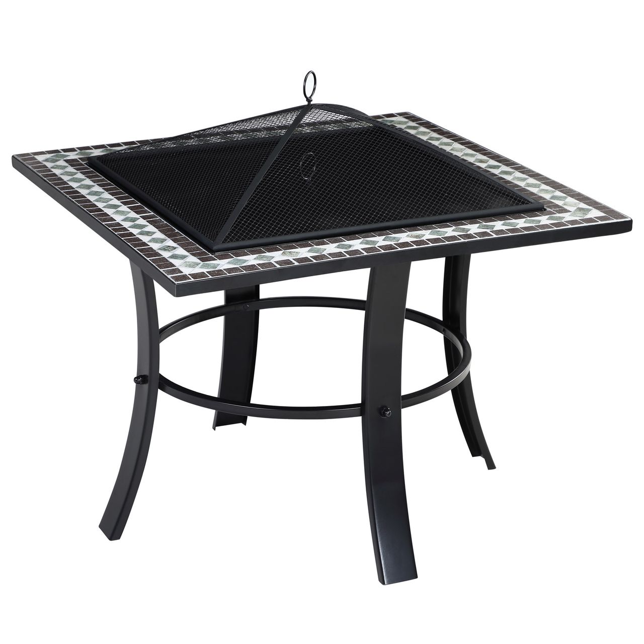 Monzana Feuerstelle Mosaik Runedak 76x76x66 cm schwarz bunt