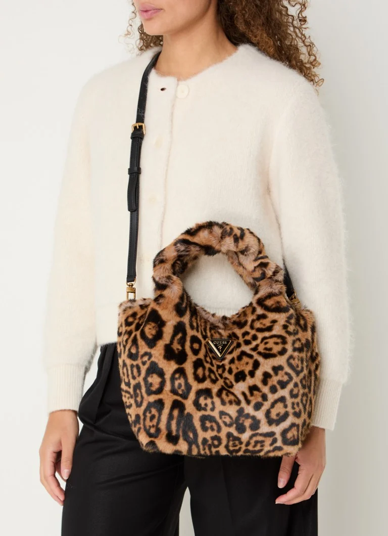 Borsa a tracolla piccola GUESS Samia con stampa leopardata