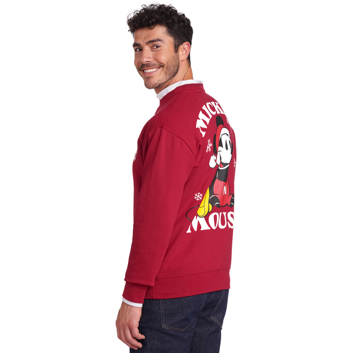 Micky Maus Weihnachtssweatshirt mit Print dunkelrot
