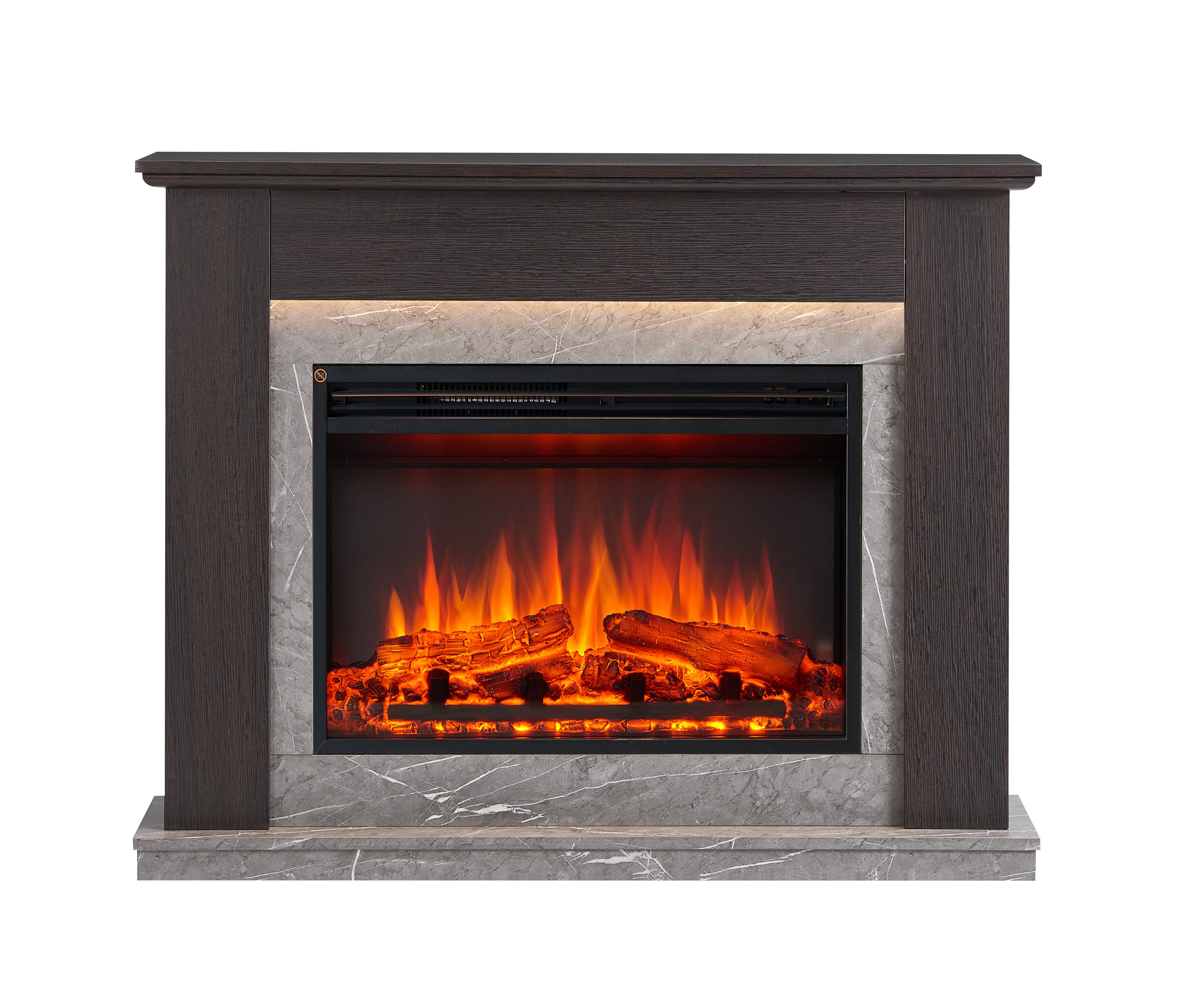 CrownFlame Elektrokamin Ajax, Standkamin mit Heizung 2000W, Heizung, LED-Beleuchtung, 3D-Flammeneffekt & Fernbedienung