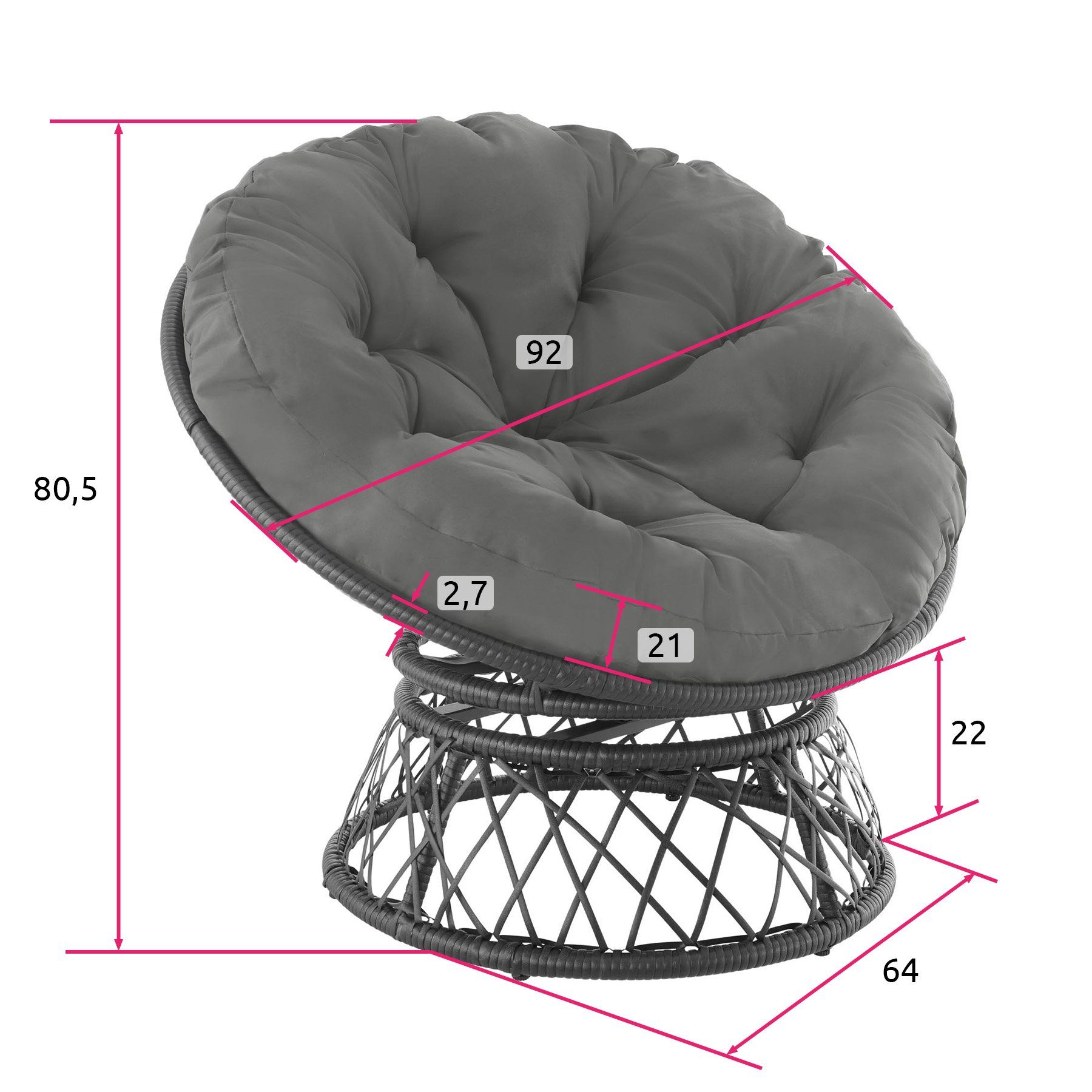 tectake Rattanstuhl Gargano (1er, 1 St), Pflegeleicht