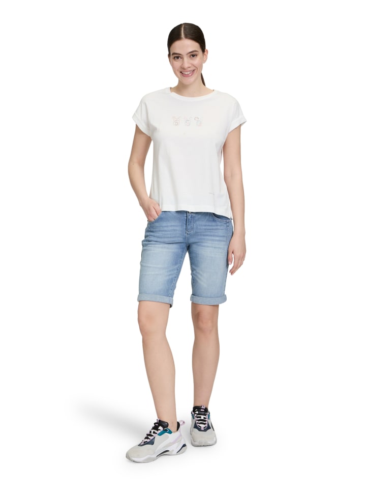 CARTOON Jeans-Shorts mit Stickerei in Blau günstig kaufen