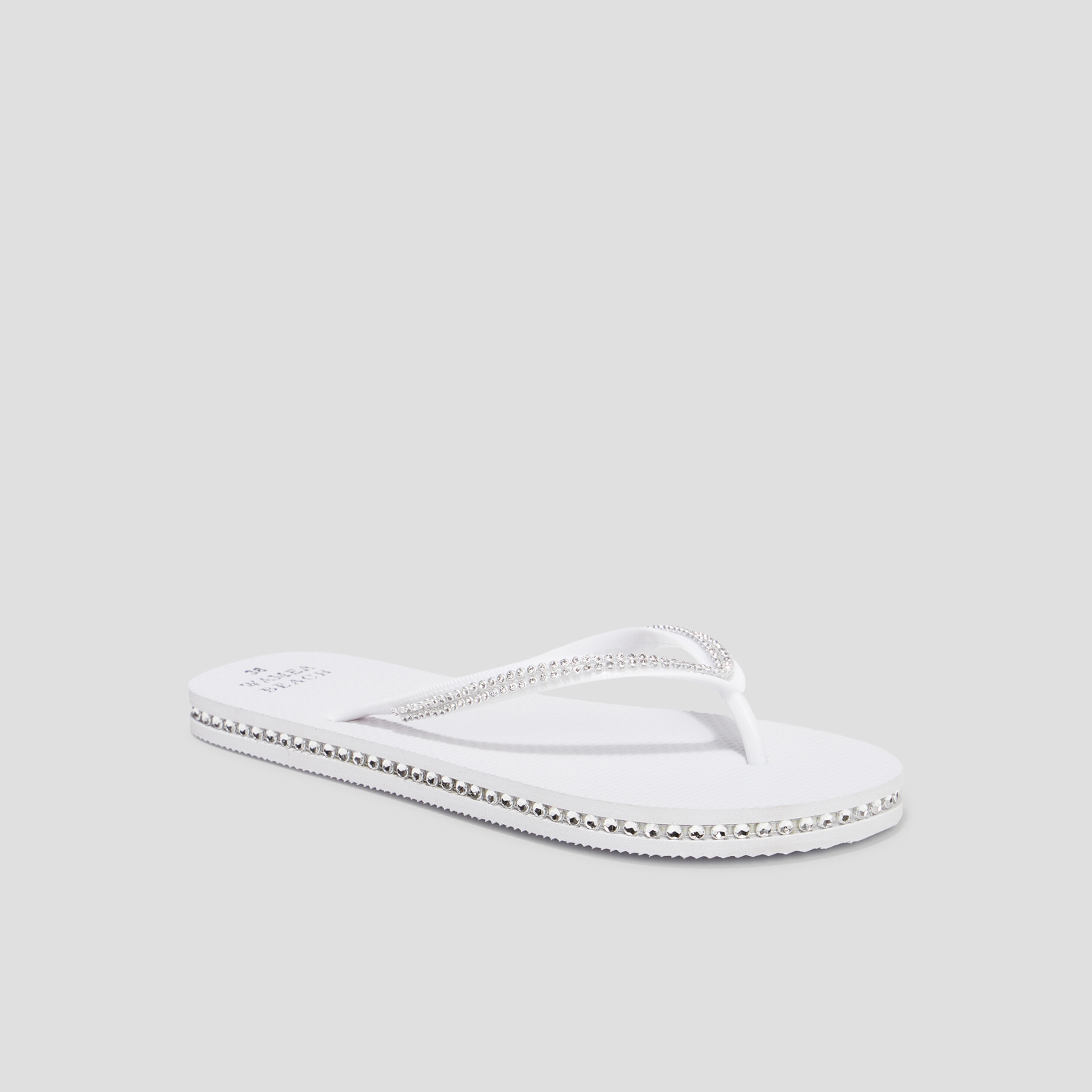 Tongs avec strass Wamea Beach blanc femme | La Halle